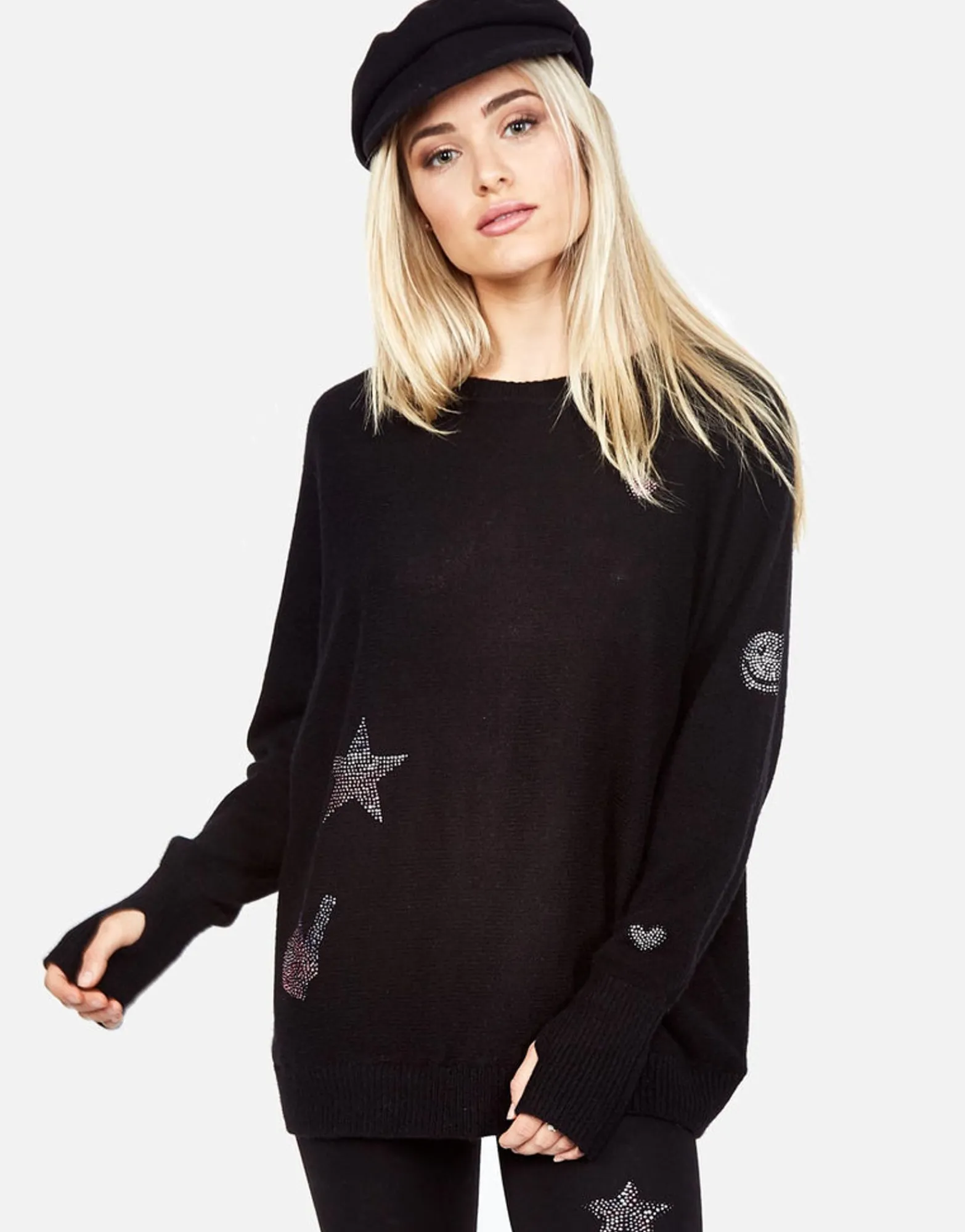 Cheap Ladona Crystal Elements Cashmere Sweater W/Thumbholes Women Sweaters & Knits
