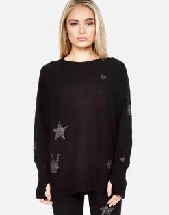 Cheap Ladona Crystal Elements Cashmere Sweater W/Thumbholes Women Sweaters & Knits