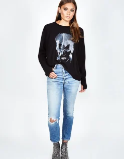 Cheap Ladona Glitter Bowie Cashmere Sweater W/Thumbholes Women Sweaters & Knits