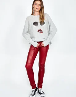 Shop Ladona Pierced Biting Lip Face Cashmere Sweater Women Sweaters & Knits