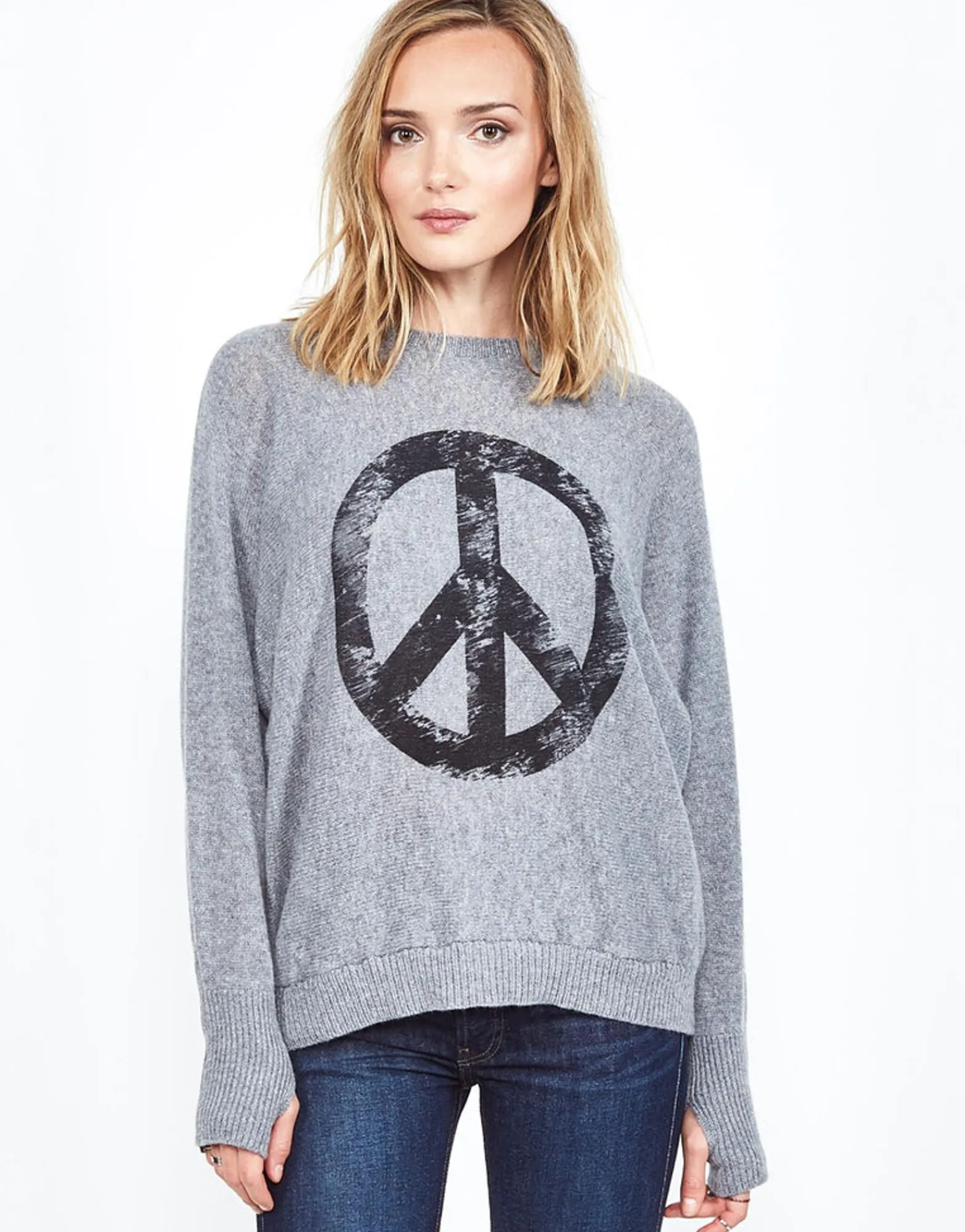 Best Ladona Vintage Peace Cashmere Sweater W/Thumbholes Women Sweaters & Knits