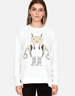 Outlet Les Fashion Robot L/S Pullover W/ Side Zippers Women Long Sleeve