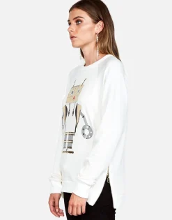 Outlet Les Fashion Robot L/S Pullover W/ Side Zippers Women Long Sleeve