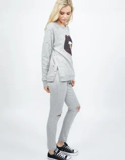 Outlet Les Lipstick Mouth L/S Pullover W/ Side Zippers Women Long Sleeve