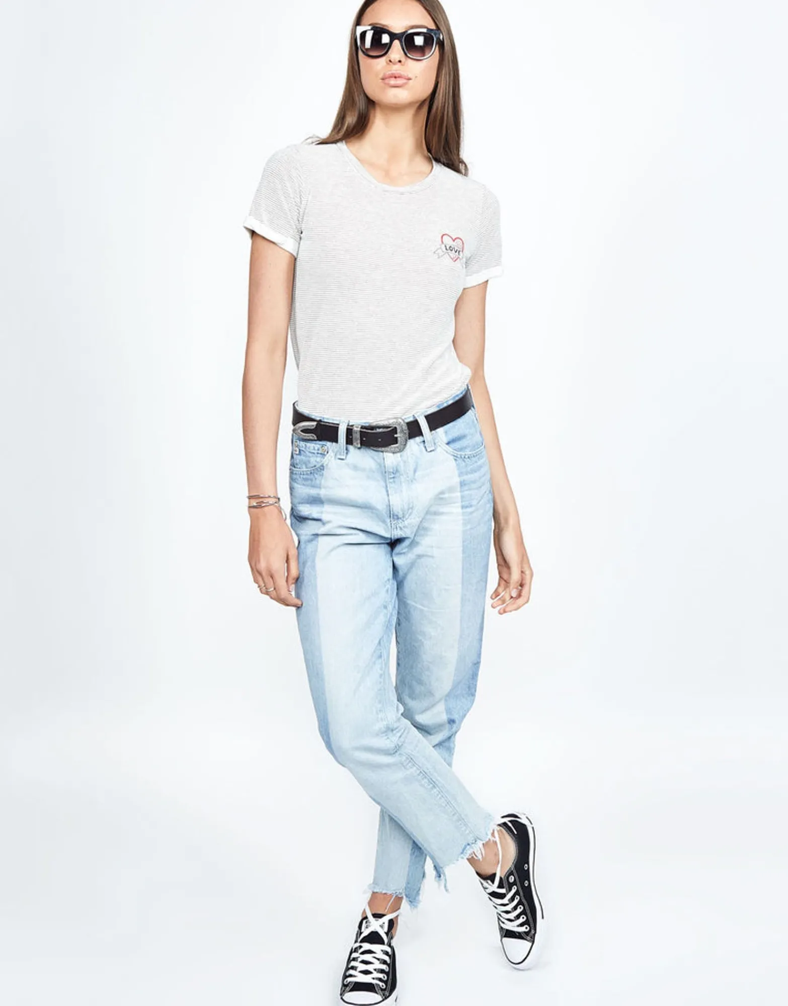 Clearance Limp Love Heart S/S Roll Up Tee For Women Women Short Sleeve
