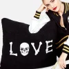 New Livie Love Bones Patch Faux Fur Pillow In Lifestyle