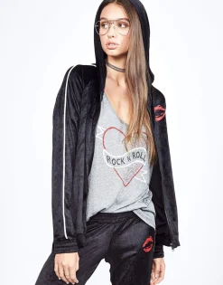 Discount Nadia Watercolor Lip Zip Up Pullover Hoodie Women Hoodies