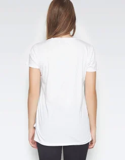 Hot Niya Lightning Bolt Lip S/S V-Neck Tee W/ Side Slits Women Short Sleeve
