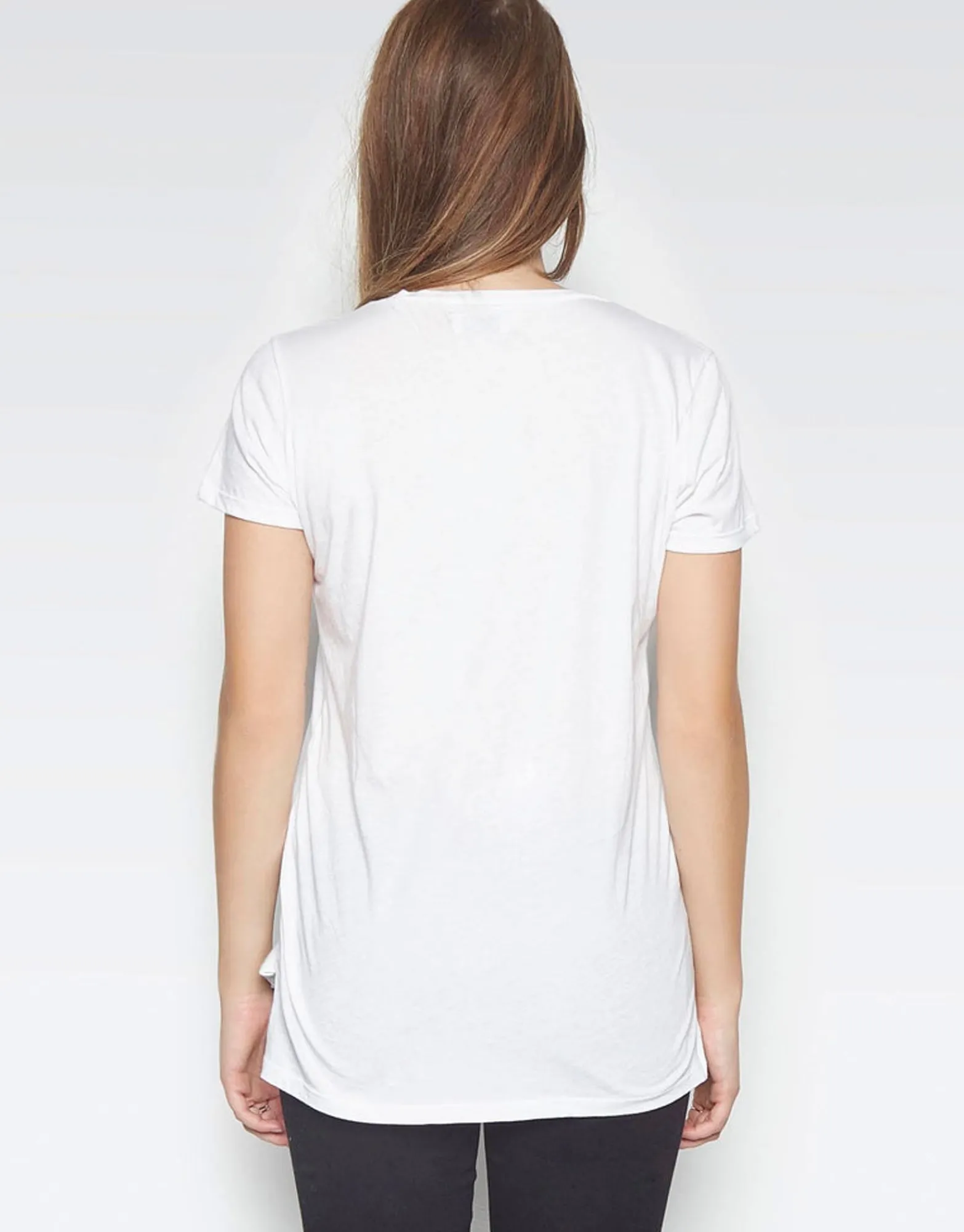 Hot Niya Lightning Bolt Lip S/S V-Neck Tee W/ Side Slits Women Short Sleeve