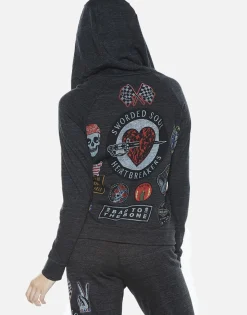 Clearance Noella Heart Breaker Vintage Zip Up Hoodie Women Hoodies
