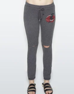 Shop Sherri Lightning Bolt Lip Jogger W/Knee Slits Women Long Sweatpants