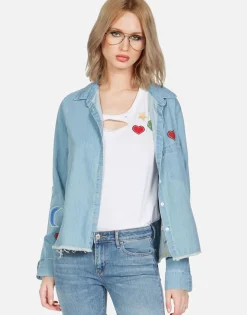 Store Sloane Love You Forevers L/S Button Up Denim Shirt Women Long Sleeve