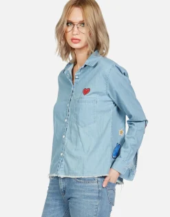 Store Sloane Love You Forevers L/S Button Up Denim Shirt Women Long Sleeve