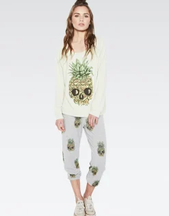 Sale Women'S Alana Mini Color Pineapple Skulls Crop Sweat Pant Women Crop Sweatpants