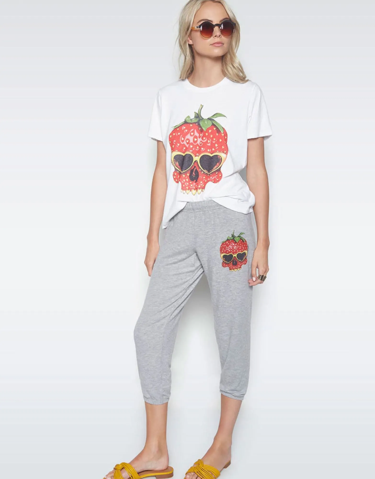 Best Sale Women'S Alana Strawberry Skull Crop Sweat Pant Women Crop Sweatpants