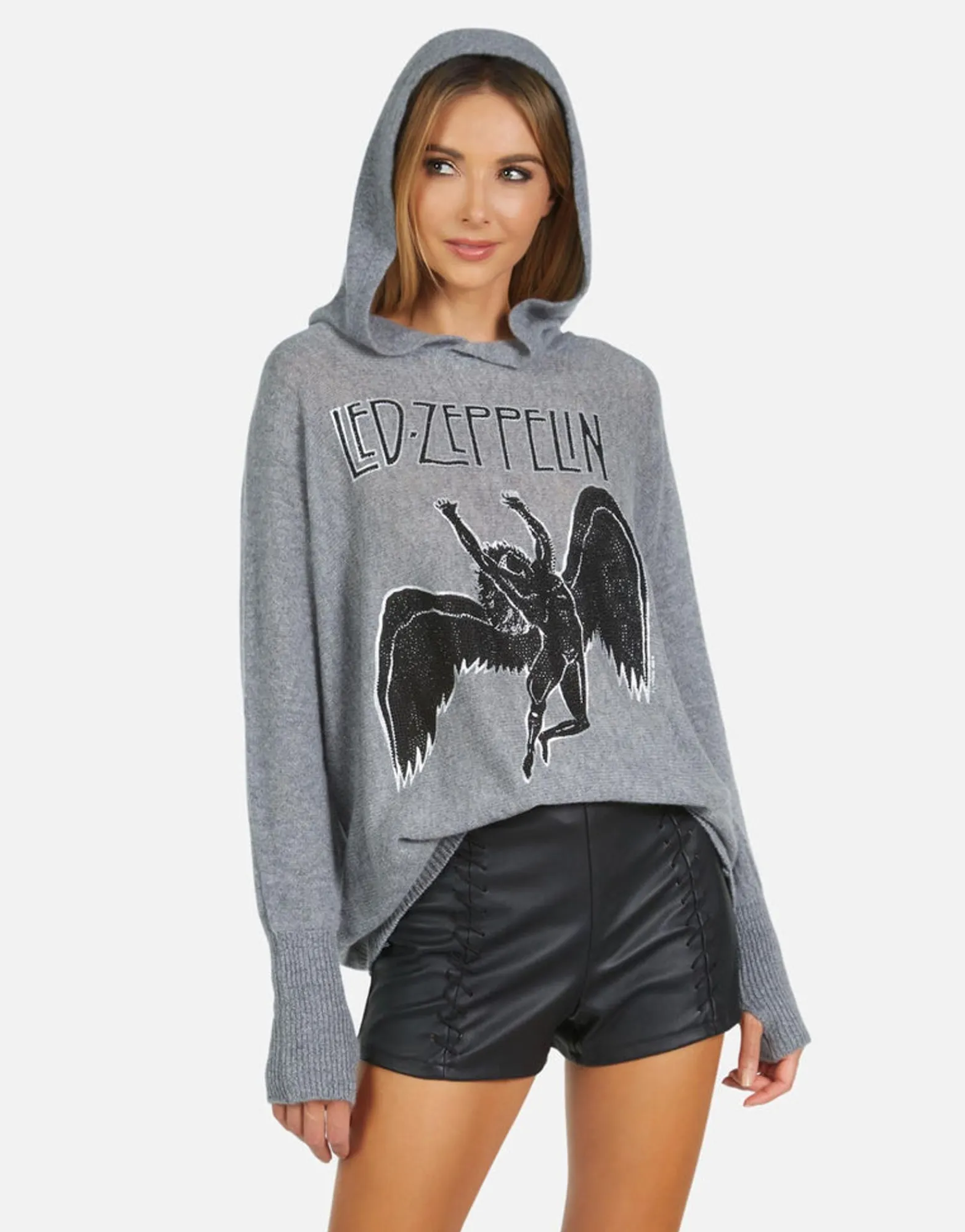 Shop Led Zeppelin Outline Cashmere Hoodie | Namiko By Women Sweaters & Knits
