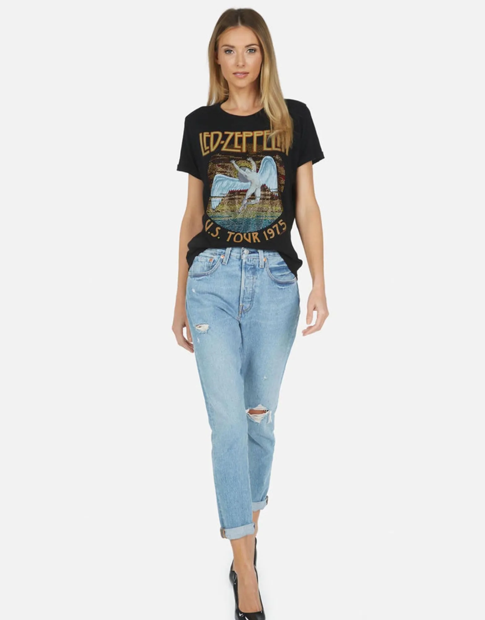 Cheap Led Zeppelin Vintage 1975 Tour Tee | Edda By Women Short Sleeve