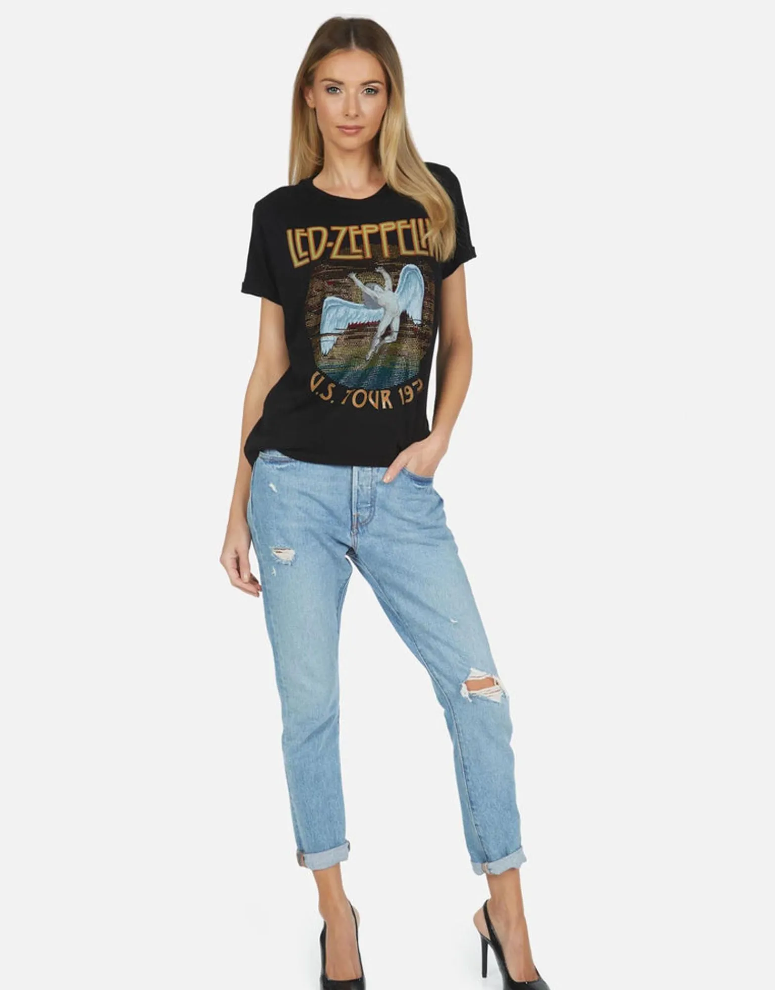 Cheap Led Zeppelin Vintage 1975 Tour Tee | Edda By Women Short Sleeve