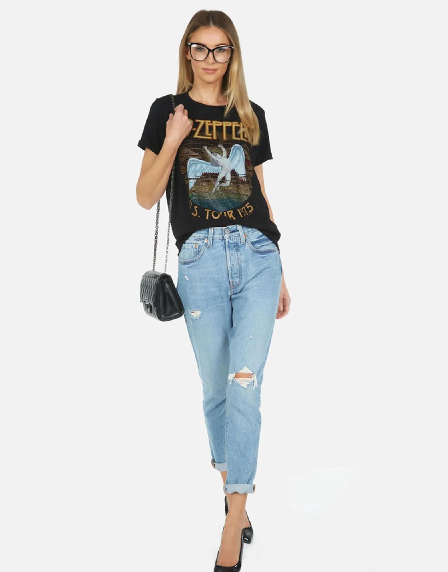 Cheap Led Zeppelin Vintage 1975 Tour Tee | Edda By Women Short Sleeve