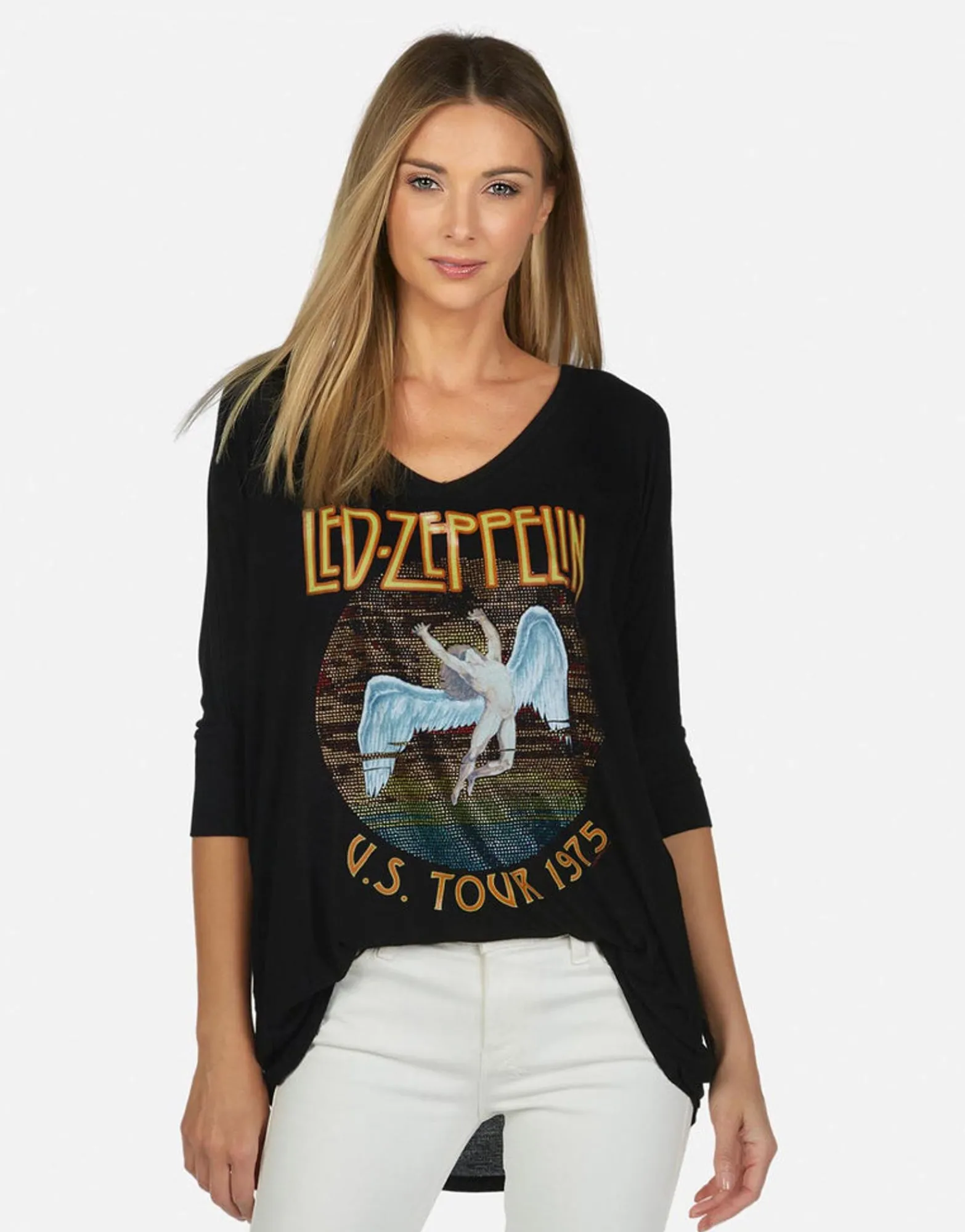Best Sale Led Zeppelin Women'S 1975 Tour Top | Eva X By Women Short Sleeve