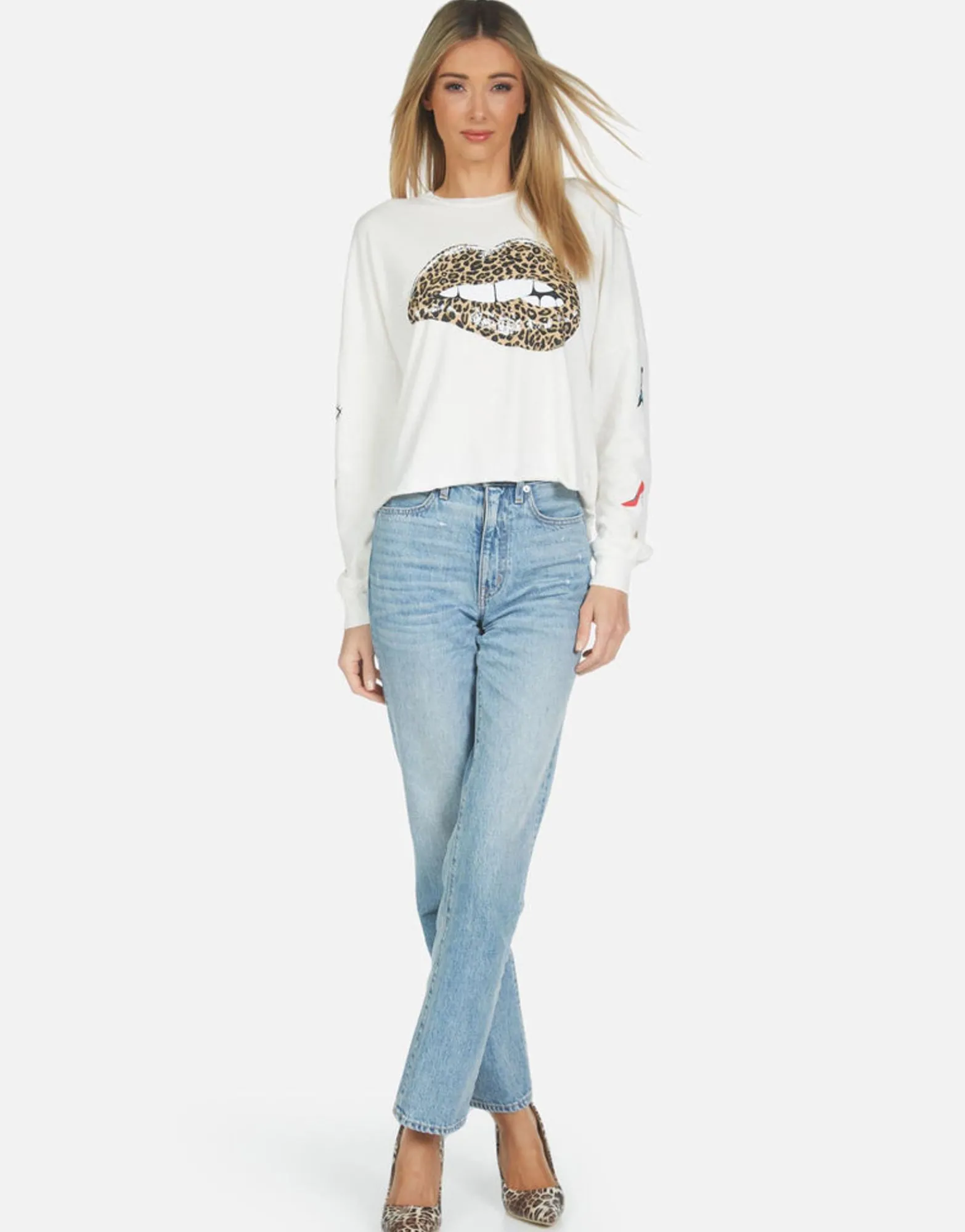 Sale Lee Leopard Lip Women Long Sleeve