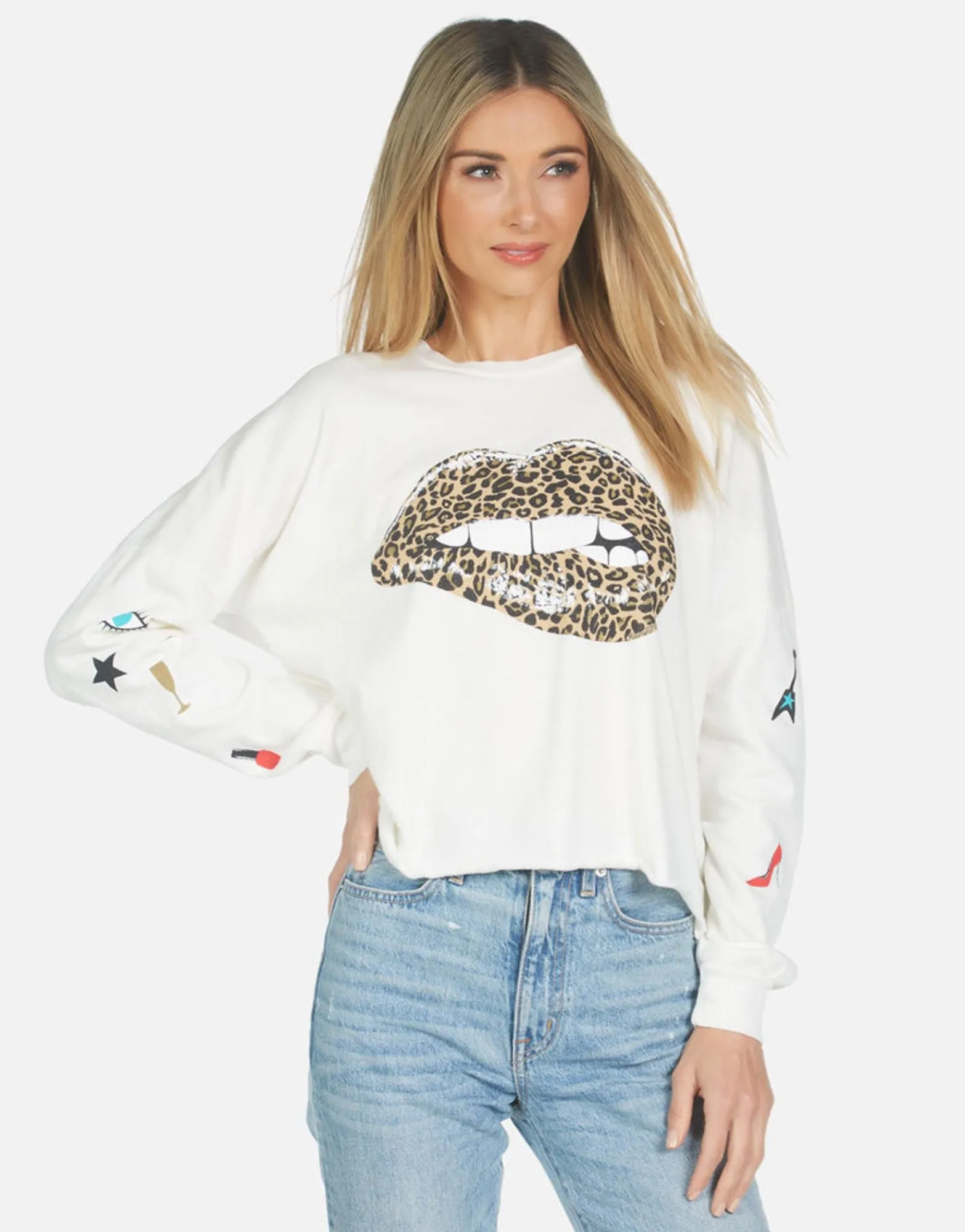 Sale Lee Leopard Lip Women Long Sleeve