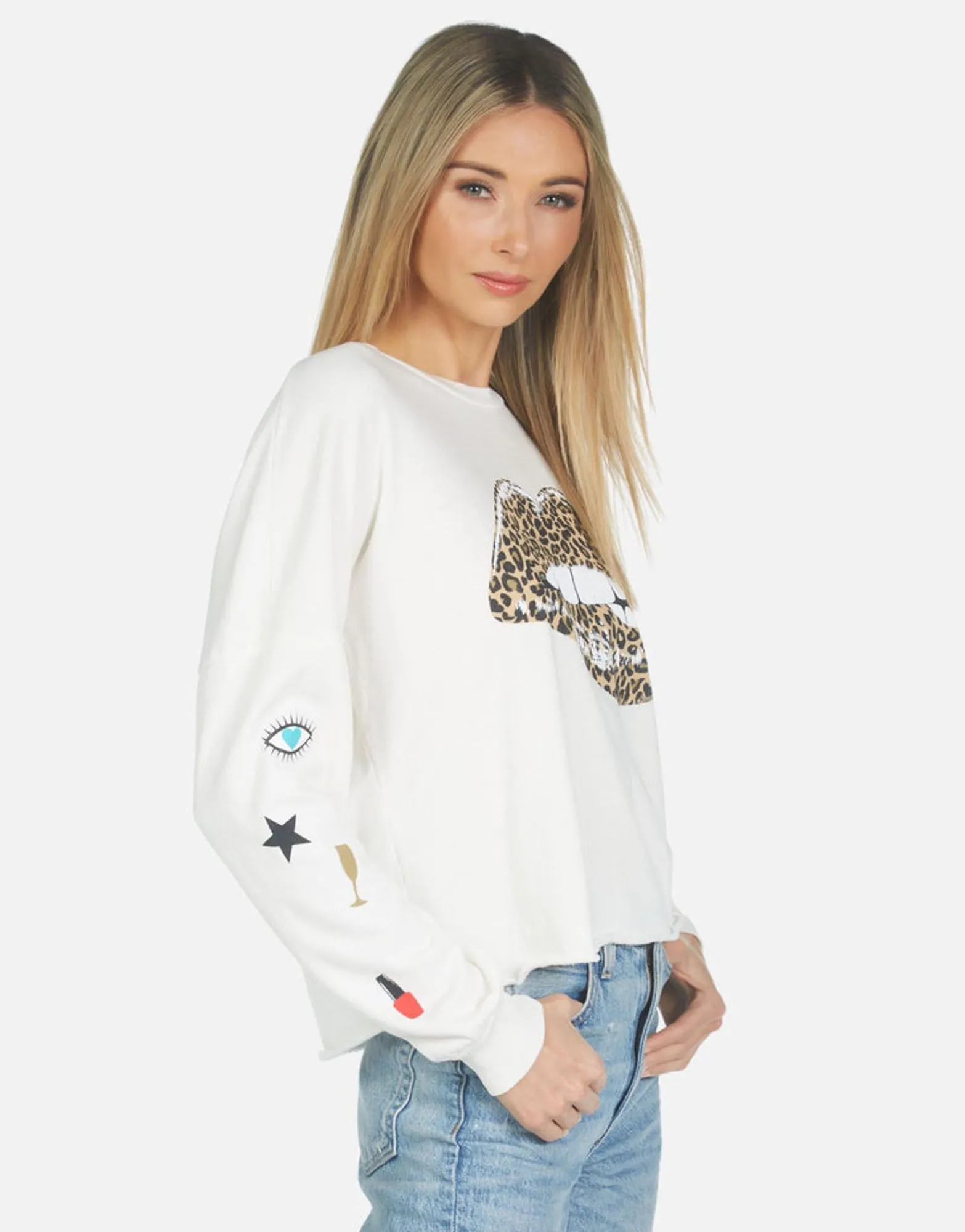 Sale Lee Leopard Lip Women Long Sleeve