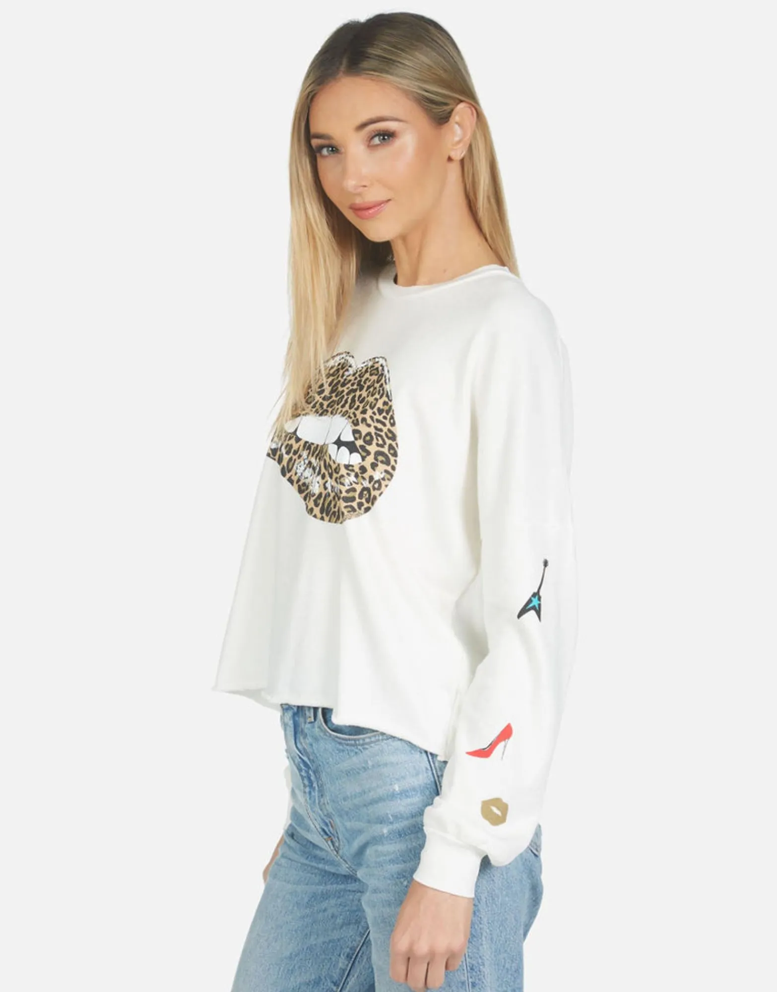 Sale Lee Leopard Lip Women Long Sleeve