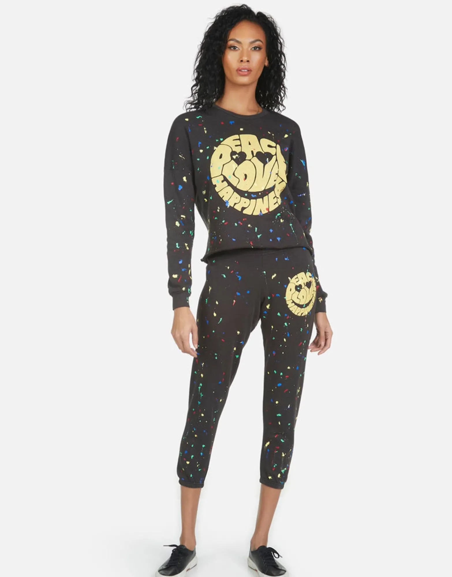 Cheap Lee Text Happy Face Women Long Sleeve