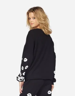 Best Lee White Foil Scattered Lips Women Long Sleeve