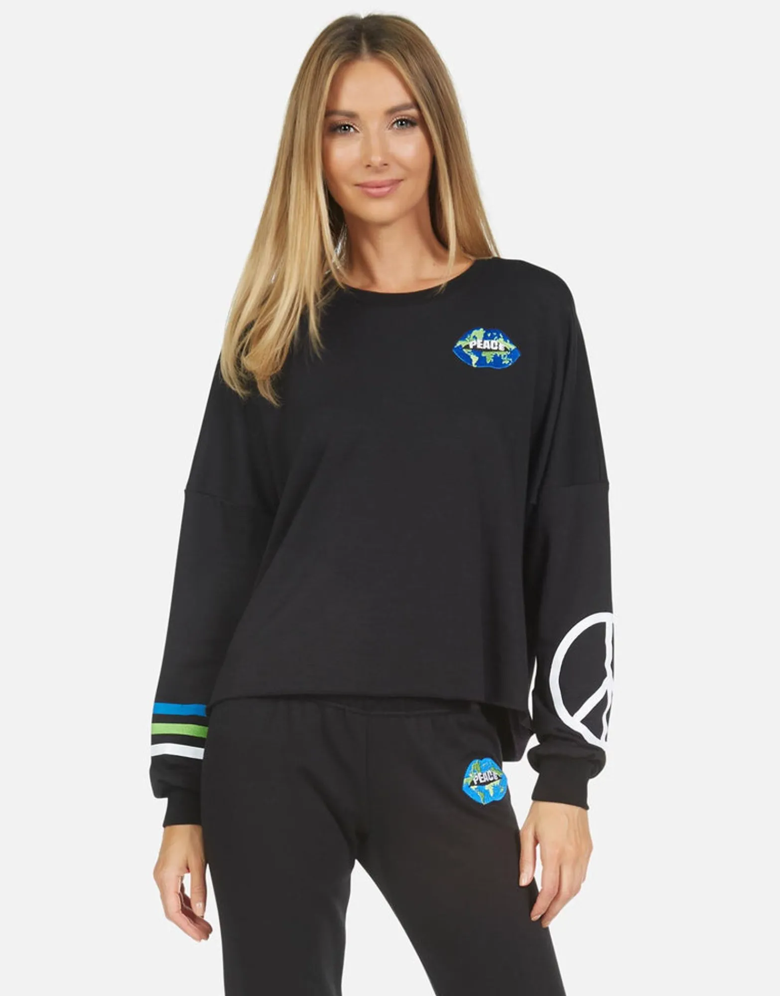 Clearance Lee World Peace Lips Women Long Sleeve