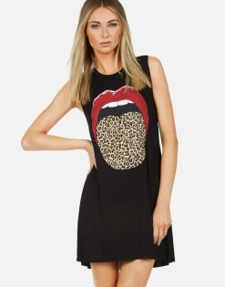 Online Leopard Tongue Sleeveless Dress | Deanna By Women Dresses
