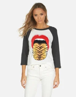 Hot Leopard Tongue Vintage Baseball Tee | Kenya By Women Short Sleeve