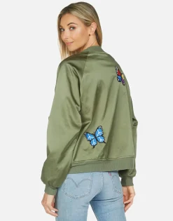 Best Levelle Butterfly Patches Green Military Bomber Jacket Women Jackets