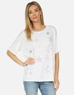 Clearance Liberty Crystal Stars Women Short Sleeve