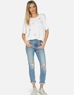 Clearance Liberty Crystal Stars Women Short Sleeve