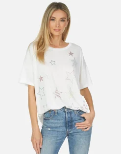 Clearance Liberty Crystal Stars Women Short Sleeve