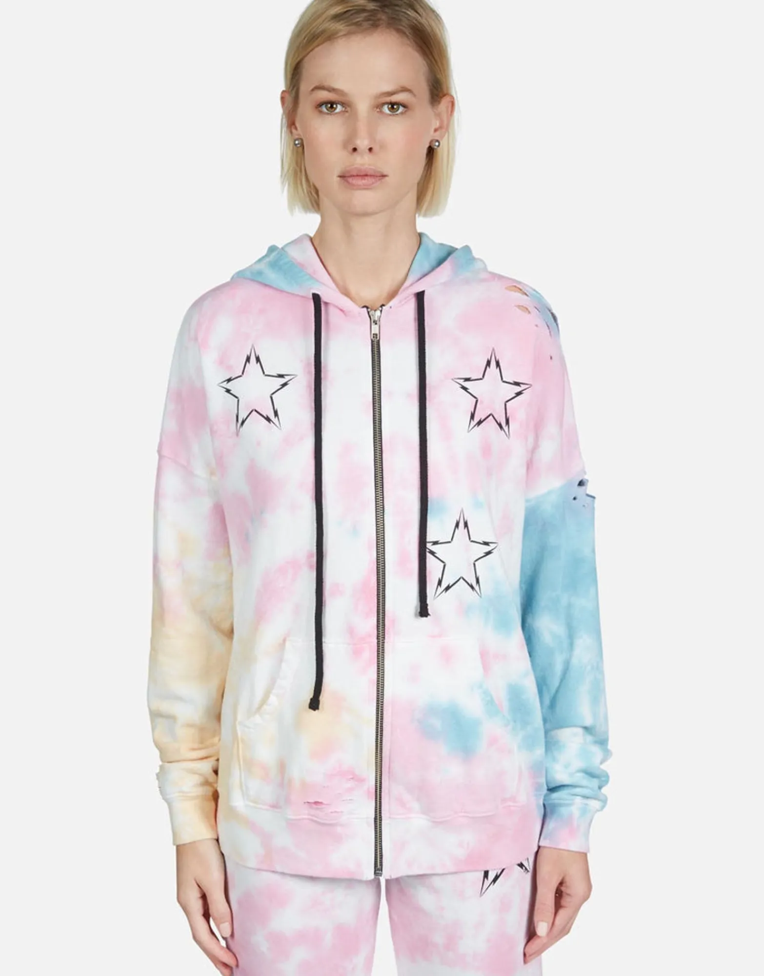 Flash Sale Lightning Bolt Star Zip Up Hoodie | Koa By Women Hoodies