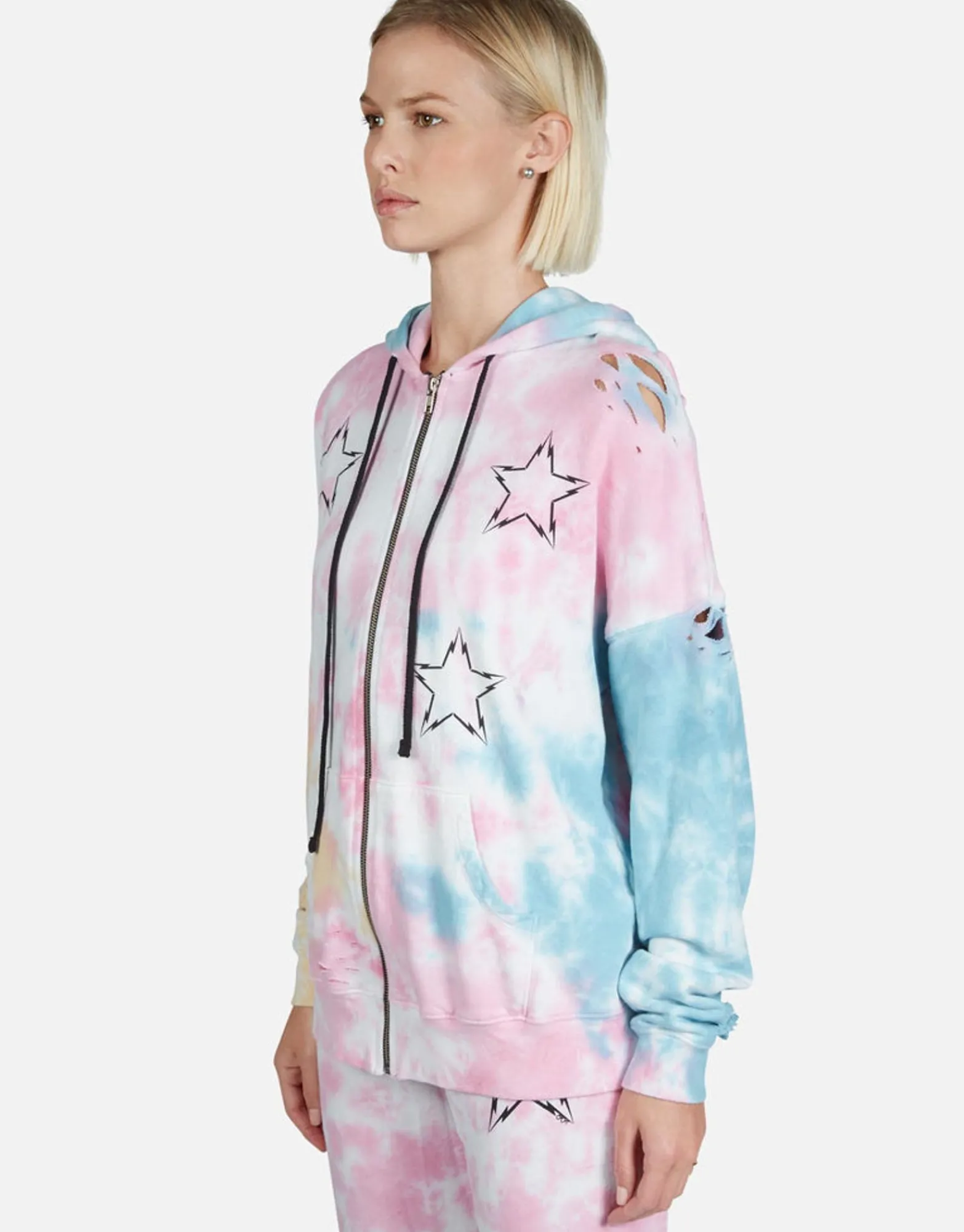 Flash Sale Lightning Bolt Star Zip Up Hoodie | Koa By Women Hoodies