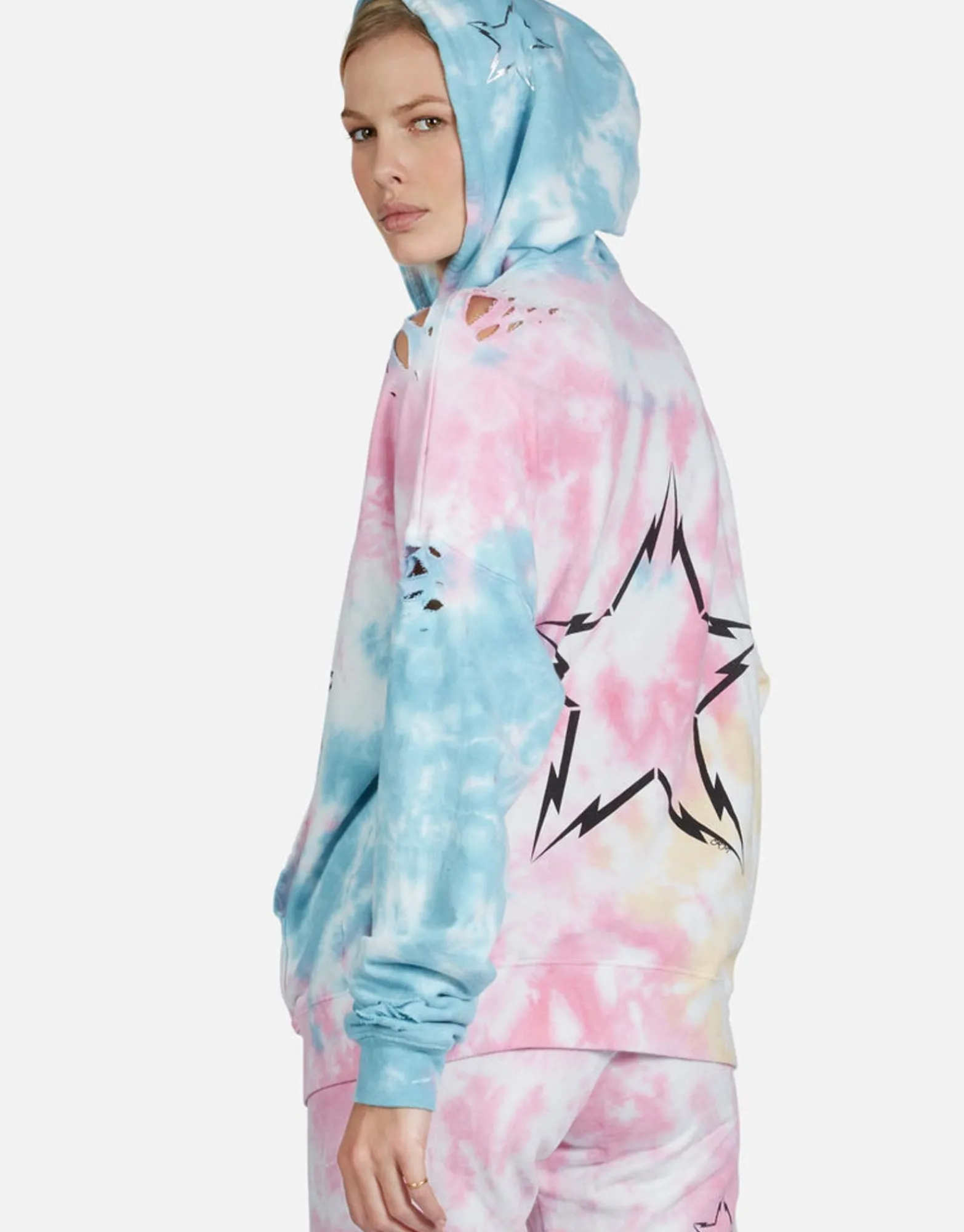 Flash Sale Lightning Bolt Star Zip Up Hoodie | Koa By Women Hoodies