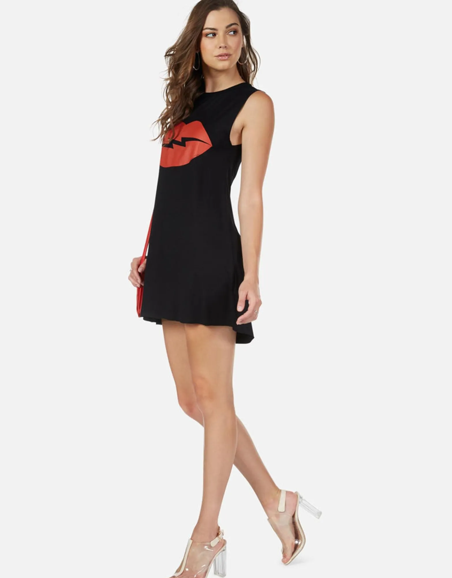 Cheap Lightning Lip Sleeveless Dress | Deanna By Women Dresses