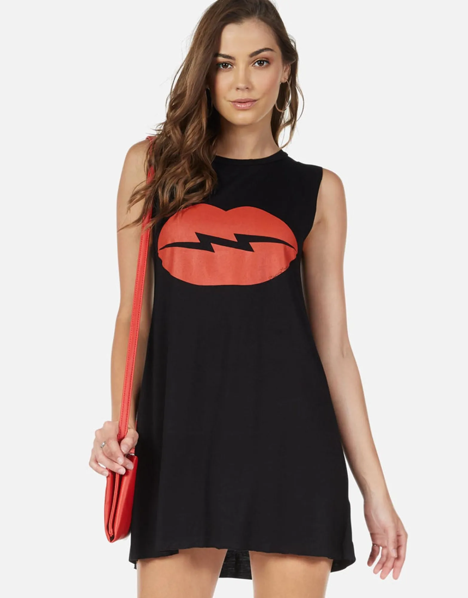 Cheap Lightning Lip Sleeveless Dress | Deanna By Women Dresses
