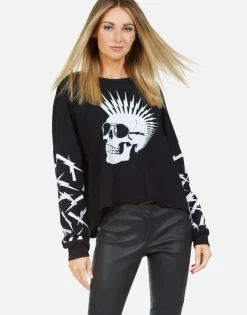 Fashion Lightning Skull Drop Shoulder Pullover | Lee By Women Long Sleeve