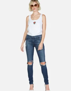Best Lightning Stem Rose Embroidered Tank Tee | Ashlin By Women Tanks