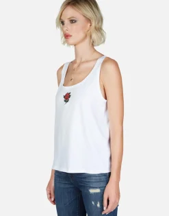 Best Lightning Stem Rose Embroidered Tank Tee | Ashlin By Women Tanks