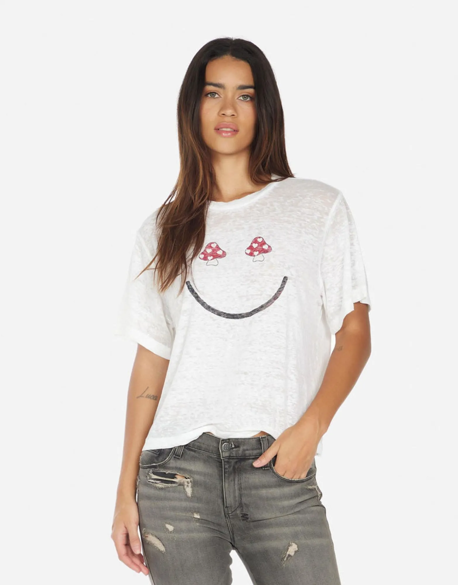 New Linnea Mushroom Happyface Women Short Sleeve