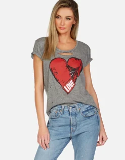 Fashion Love Boxing Glove S/S Distressed Tee | Myra By Women Short Sleeve