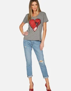 Fashion Love Boxing Glove S/S Distressed Tee | Myra By Women Short Sleeve