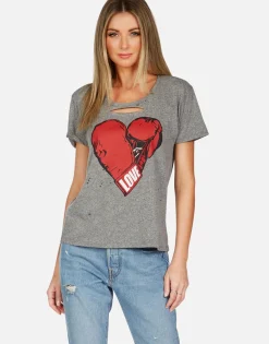 Fashion Love Boxing Glove S/S Distressed Tee | Myra By Women Short Sleeve