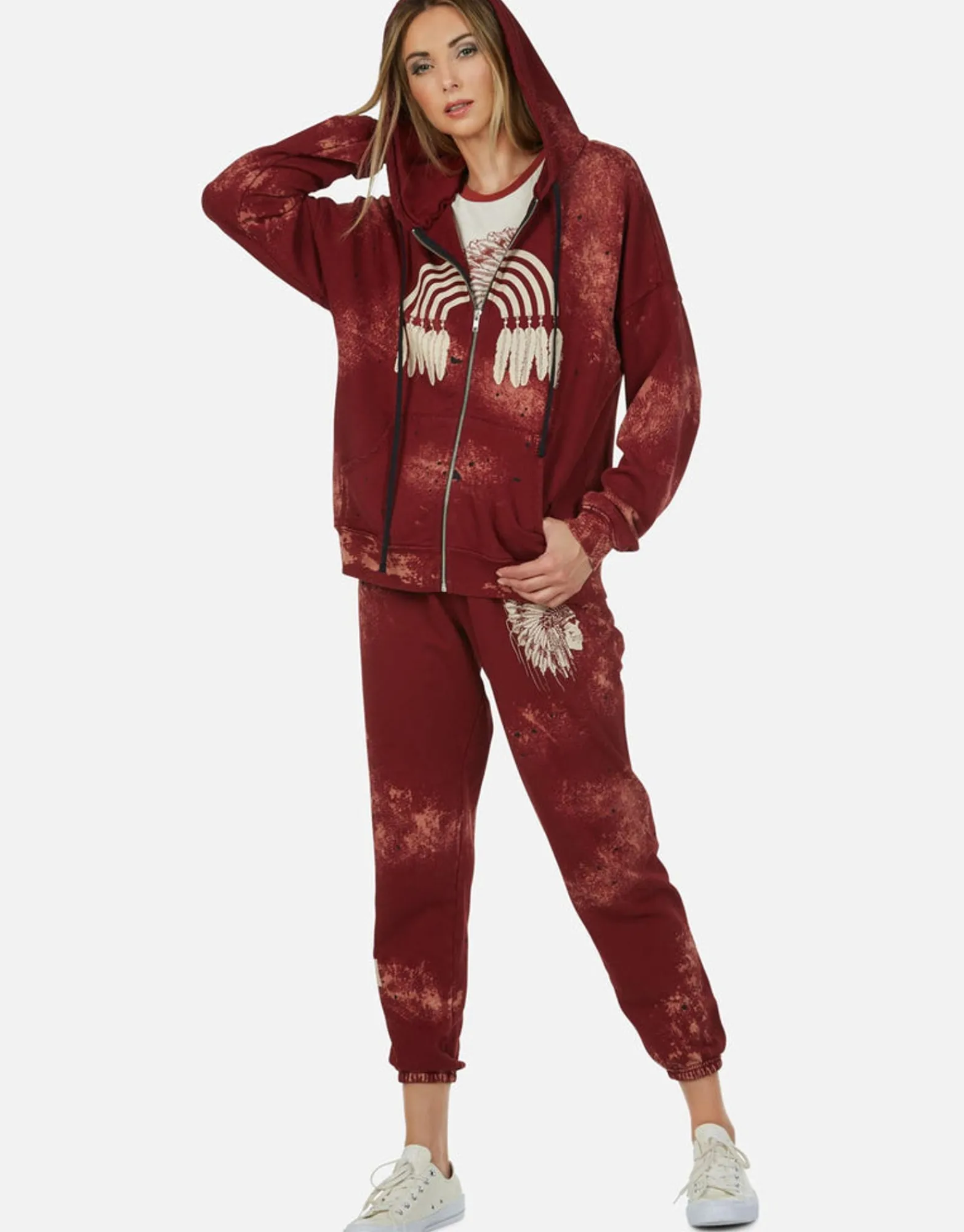 Cheap Love Tribe Skull Zip Up Hoodie | Koa By Women Hoodies